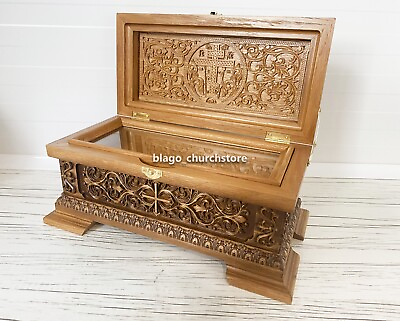 #ad Orthodox Reliquary Box Wooden Oak Carved Ark Handcarved 12.6quot; $385.00