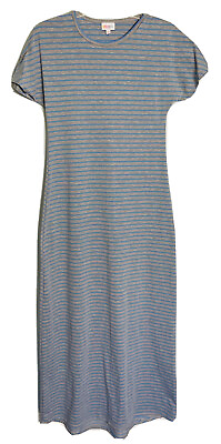#ad LuLaRoe Maria Women Dress Striped Maxi Long Tee Shirt Gray and Blue Knit XXSmall $24.97