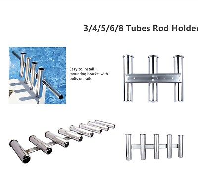 #ad 3 4 5 6 8 Tubes Fishing Rod Holder Stainless Steel Side Mount for Boat Truck RV $37.90