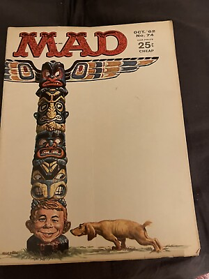 #ad MAD Magazine #74 October1962￼ Hanging onto cover but rips Shipping incl BARGAIN $10.90