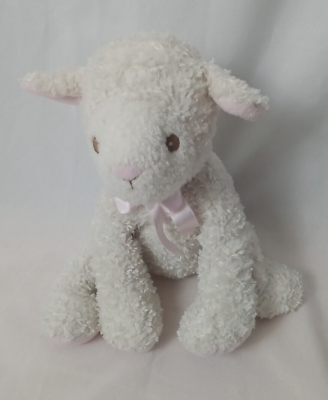 #ad Koala Baby Lamb Plush Stuffed Animal Off White Chenille Pink Bow Weighted Limbs $49.50
