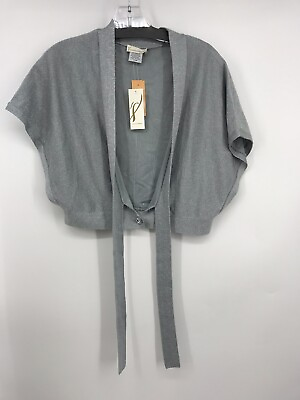 #ad NWT Collection 18 Silver Short Sleeve METALLIC Shimmer SHRUG Cardigan Sz S M $7.20