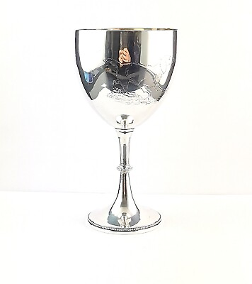 #ad Antique Victorian silver wine goblet Dog engraved GBP 699.00