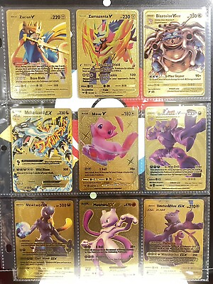 #ad Pokémon Ex V Vmax Gx Gold Foil Fan Art Cards Full Set of 9 Pieces $10.99