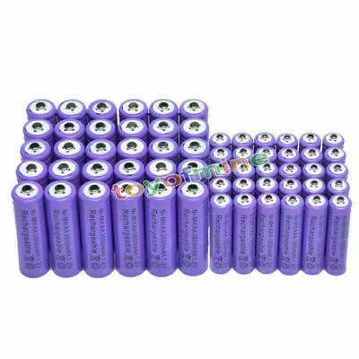 #ad 30xAA 3000mAh 30x AAA 1800mAh 1.2V NI MH Rechargeable Battery 2A 3A Purple Cell $43.53