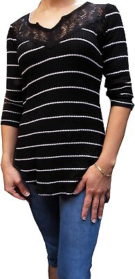 #ad Almost Famous Juniors#x27; Lace Back Waffle Knit Top Black Natural X Large $12.00