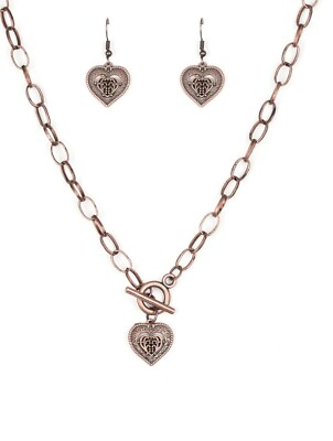#ad Copper Heart Necklace Paparazzi Say No Amour $5.00