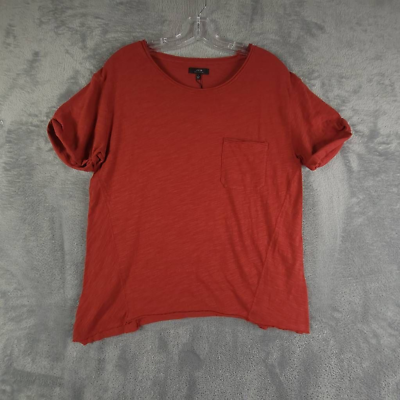 #ad Joes Jeans Womens T Shirt Red Heathered Short Sleeve Scoop Neck Pocket S New $19.99