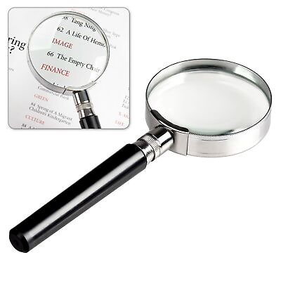 #ad Insten 10X Magnifying Glass 2 Inch Handheld Glass Reading Magnifier Black C $6.25