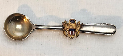 #ad Antique Army Soup Spoon Lapel Pin Marked Sterling 2.5quot; Military Collectible $45.99