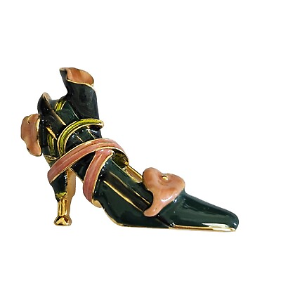 #ad Kenneth J Lane Green Victorian High Heel Shoe Brooch $21.99