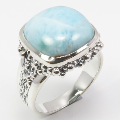 #ad 925 Handcrafted Rare LARIMAR Ring Sz 9.75 Sterling Silver Pretty Women#x27;s Jewelry $52.99