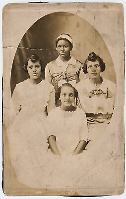 #ad RPPC POSTCARD CIRCA 1910s FOUR YOUNG AFRICAN AMERICAN GIRLS SISTERS CLARENCE MO. $29.99