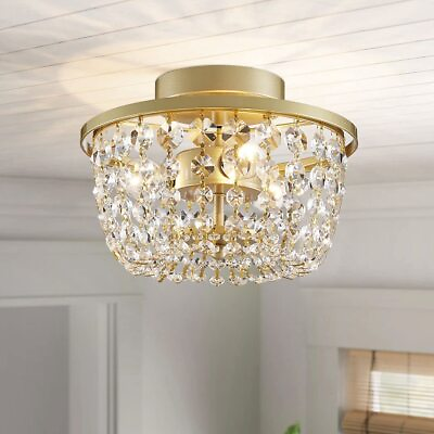#ad Crystal Chandelier Semi Flushmount Ceiling Light Modern Lighting Fixture for ... $60.79