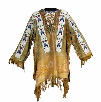 #ad Old American Style Handmade Dakota Beaded Buckskin Hide Powwow War Shirt PWP121 $299.00
