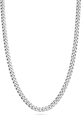 #ad Italian 925 Sterling Silver 3.5Mm Curb Cuban Link Chain Necklace Solid Diamond $48.38