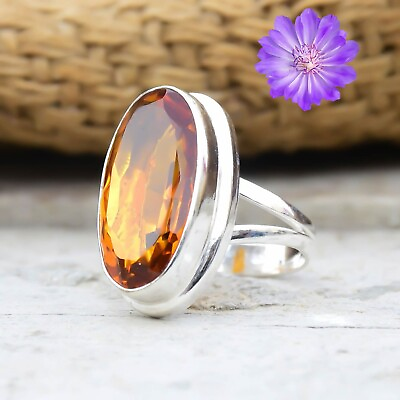 #ad Citrine Gemstone 925 Sterling Silver Ring Handmade Jewelry All Size $9.19