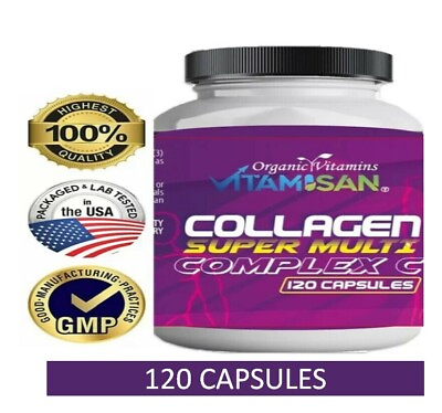 #ad 100% Natural Multi Collagen Peptides Anti Aging Skin Collagen Pills 120 Capsules $13.00