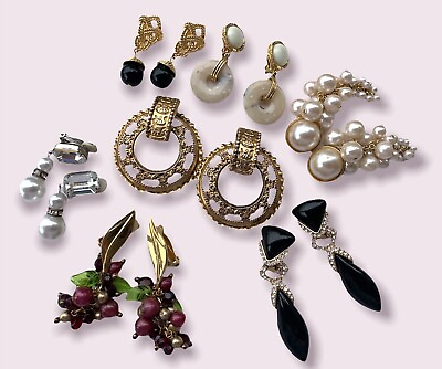 #ad Retro Earrings Gold Chandelier Costume Jewelry Lot C $120.00
