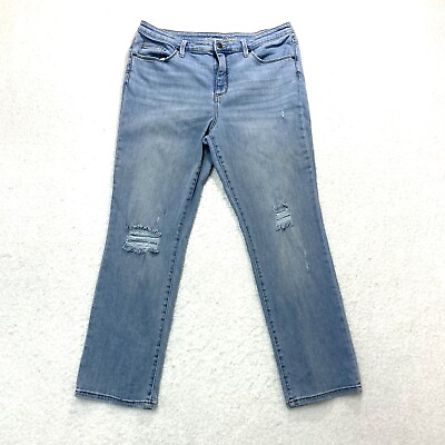 #ad Universal Thread Womens Size 16 High Rise Straight Crop Stretch Denim Blue Jeans $14.99