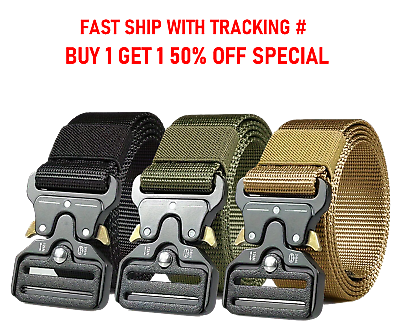 #ad MEN Casual Military Tactical Army Adjustable Quick Release Belts Pants Waistband $5.95