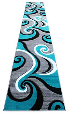 #ad Sophia Collection Hand 2 Feet 8 Inch X 15 Feet 6 Inch Runner Turquoise $174.45