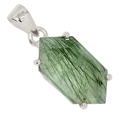 #ad Natural Green Rutile In Prehnite 925 Sterling Silver Pendant Jewelry ALLP 24327 $15.99