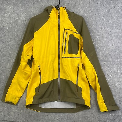 #ad REI Stormrealm Shell Rain Jacket Mens Yellow Hooded Outdoor Size Medium $58.66