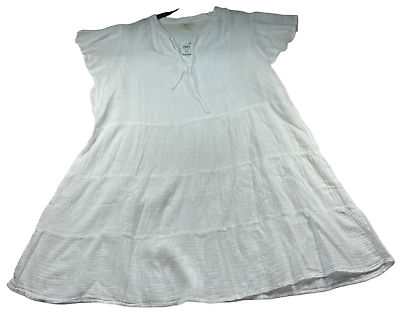 #ad Style and Co Tiered Shirt Dress Womens Plus size 3X White Cotton New $19.30