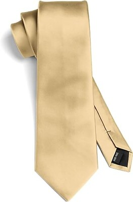 #ad HISDERN Men#x27;s Solid Color Business Necktie New 59quot; Champagne $9.99