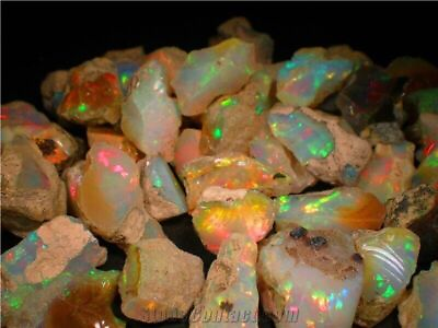 #ad 100% Natural Ethiopian Crystal Black Opal Play Of Color Rough Specimen $3.99