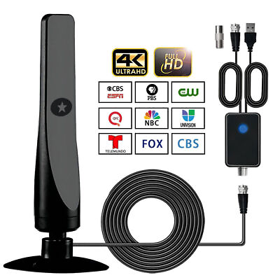 #ad Digital Tv Antenna Wave Max Suction Cup Plug Play 50mile Range Channel High Gain $10.95