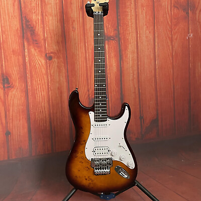#ad Brown ST Electric Guitar Tree Burl Top 6 Strings Floyd Rose Bridge SSH Pickups $256.62