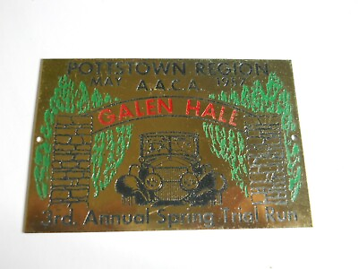 #ad Vintage Pottstown PA Region May Meet Galen Hall 1957 Show Car Dash Plaque $19.99