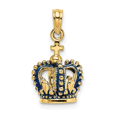 #ad 14K 3 D w Blue Enamel Crown Charm K6841 $364.44