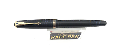 #ad Vintage 1942 Parker Vacumatic Fountain Pen 5.28quot; BLUE 2 tone 14K Med nib $130.00
