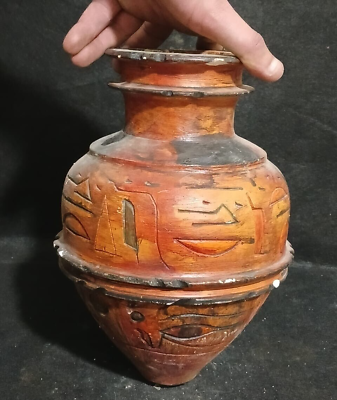#ad Ancient Egyptian Artifacts Antique Vase With Writing Hieroglyphic Pharaonic BC $495.03