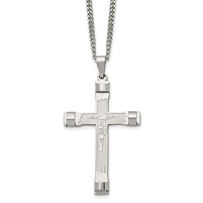 #ad Stainless Steel Brushed And Polished Cross Necklace $49.99