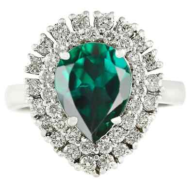 #ad 14KT White Gold 1.80Ct 100% Natural Zambian Emerald IGI Certified Diamond Ring $401.25