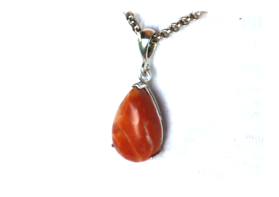 #ad Exquisite Natural Handcrafted Orange Red Jasper .925 Sterling Silver Pendant 34m $15.00