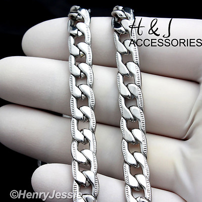 #ad 18 40quot;Stainless Steel 8mm Silver Diamond Cut Design Cuban Curb Chain Necklace $13.99