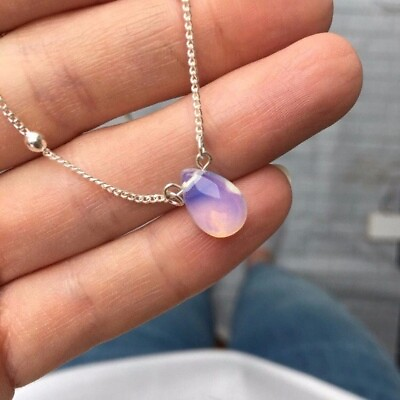 #ad Natural Opal Teardrop Pendant Healing Reiki Women Dainty Minimalist Necklace $10.99