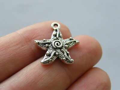 #ad 8 Starfish charms antique silver tone FF204 $4.25