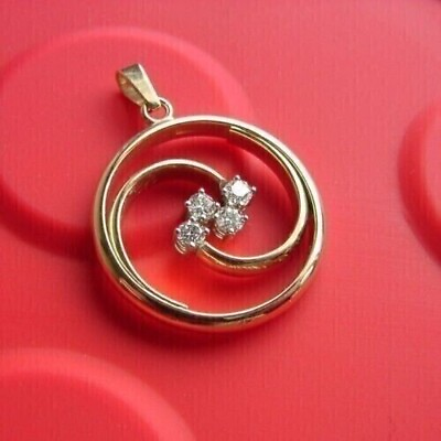#ad Pretty Round Cut Simulated Diamond Women#x27;s Circle Pendant 14k Yellow Gold Plated $144.99