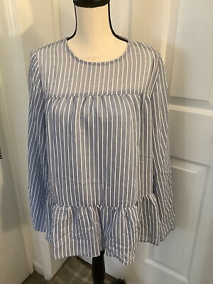 #ad Suzanne Betro Women’s Top Size Blue and White Size Large Brand New $14.40