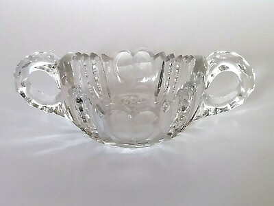#ad Brilliant Clear Glass Nut Dish With Handles Etched Small Trinket Bowl Pansy $11.95