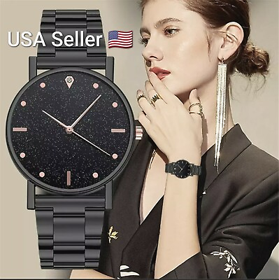 #ad New Fashion Quartz Watch Luxury Female Black Steel Dial Casual Women Beauty $10.99