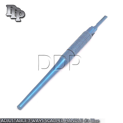 #ad ROUND PATTERN ADJUSTABLE 7 WAYS SCALPEL HANDLE #3 Blue Coated SURGICAL $16.90