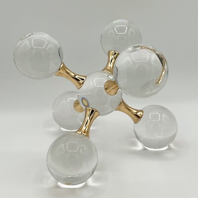 #ad Contemporary Gold Tone Metal Crystal Ball Jack Molecular Tabletop Sculpture $40.00