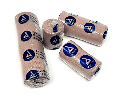#ad 4 pcs Dynarex Elastic Wrap Bandages 2quot;3quot;4quot;6quot; x 5 Yards with Clips Wound Care $8.99